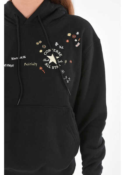 Hanorace Converse Printed Hoodie Sweatshirt Black Femei (BM 8955008) 3