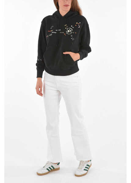 Hanorace Converse Printed Hoodie Sweatshirt Black Femei (BM 8955008) 4