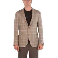 Sacouri elegante Silk Blend Gate Blazer With Windowpane Check Pattern Barbati
