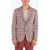 CORNELIANI Flax Blend Gate Blazer With Windowpane Check Pattern Red