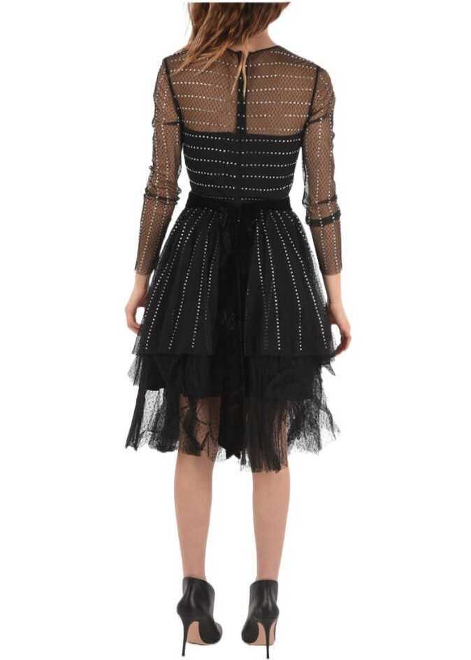 Rochii scurte Philipp Plein Couture Est.1978 Rhinestone Tulle Crystal Dress Black Femei (BM 8958017) 2