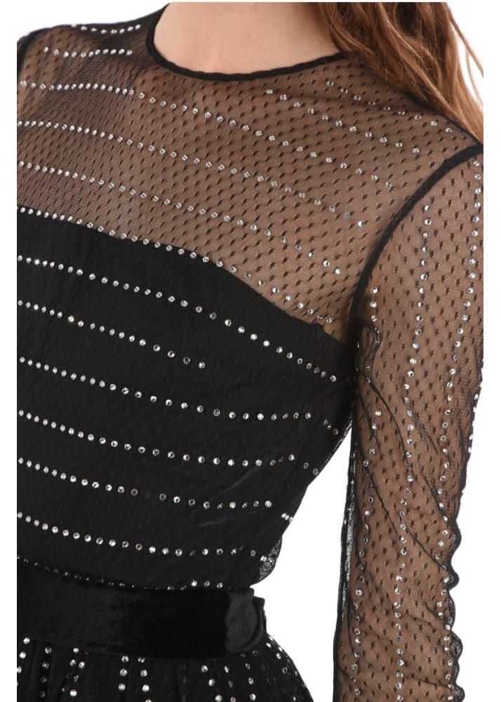 Rochii scurte Philipp Plein Couture Est.1978 Rhinestone Tulle Crystal Dress Black Femei (BM 8958017) 3