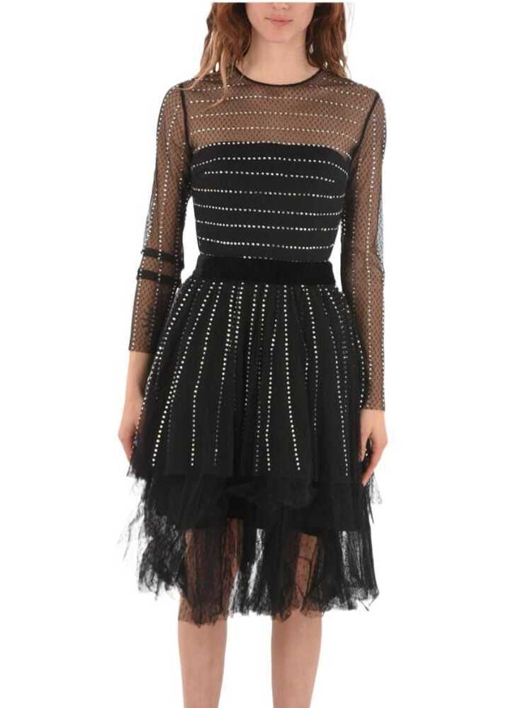 Rochii scurte Philipp Plein Couture Est.1978 Rhinestone Tulle Crystal Dress Black Femei (BM 8958017) 4