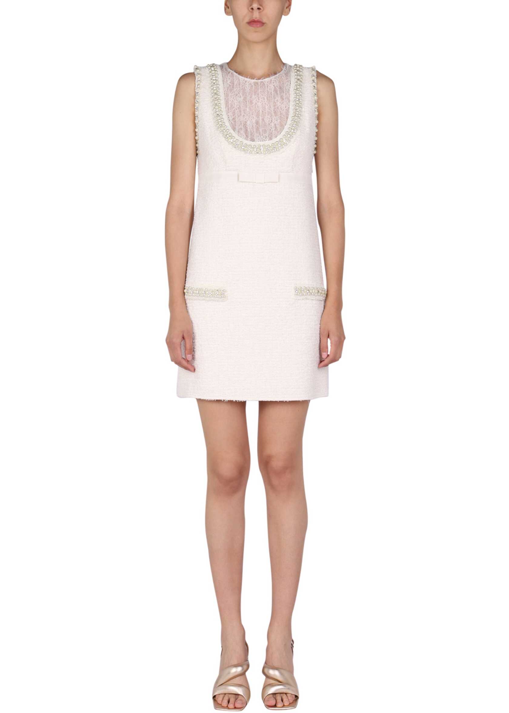 Elisabetta Franchi Dress With Pearl Details WHITE image
