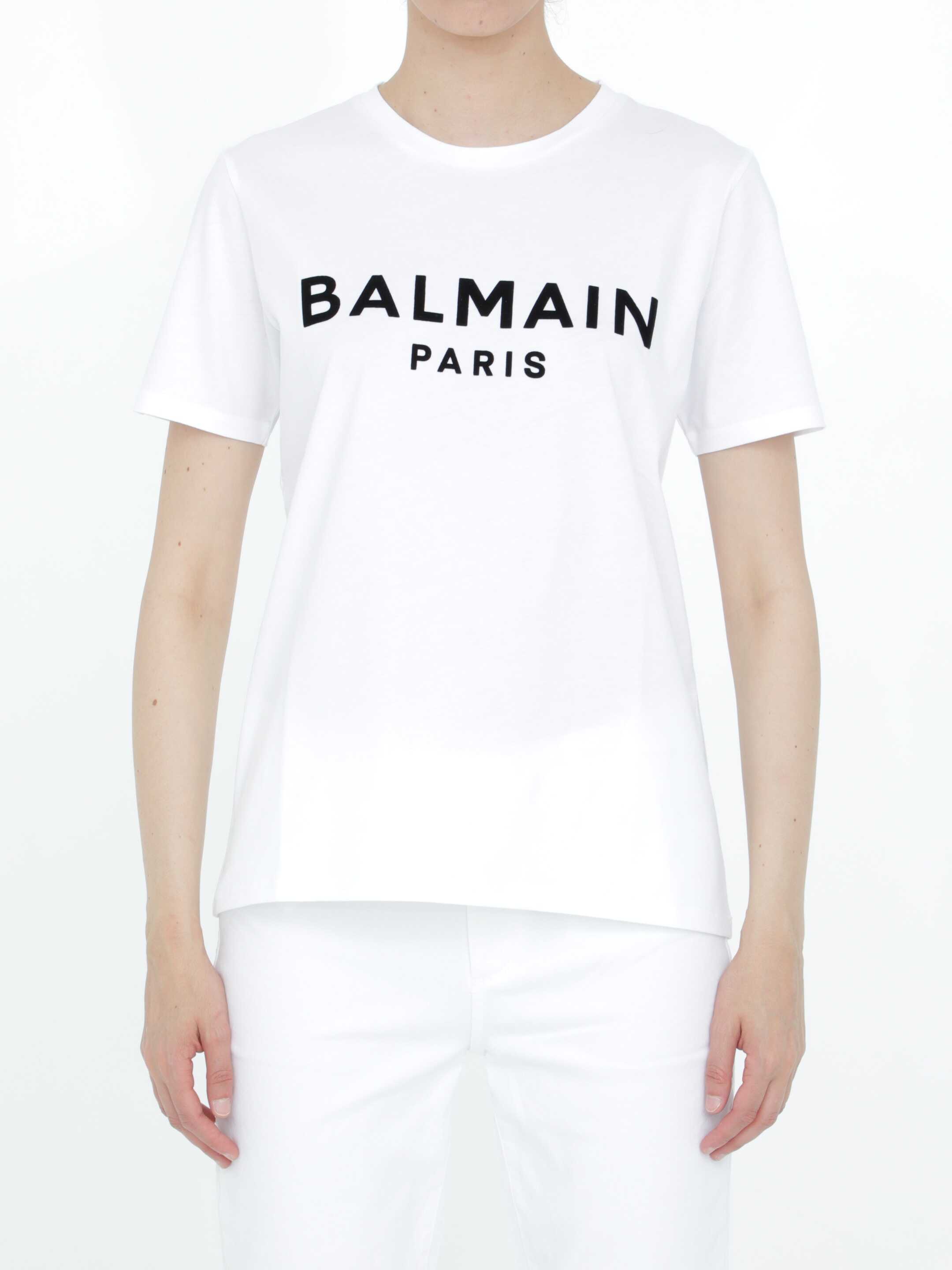 Balmain T-Shirt With Black Logo White
