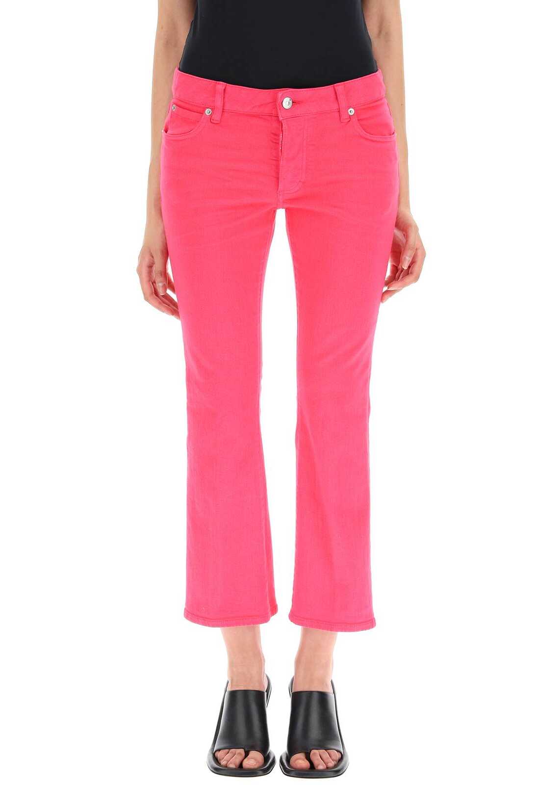 DSQUARED2 Bell Bottom Jeans In White Bull Denim CHERRY FUXIA