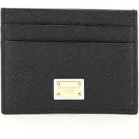 Portofele Leather Card Holder With Logo Plaque Femei
