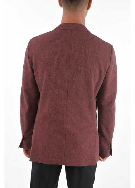 Sacouri CORNELIANI Id Unlined Micro Check Blazer Burgundy Barbati (BM 8971652) 2