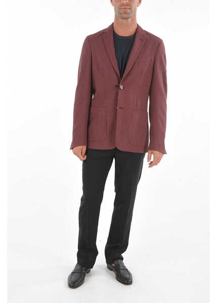 Sacouri CORNELIANI Id Unlined Micro Check Blazer Burgundy Barbati (BM 8971652) 4