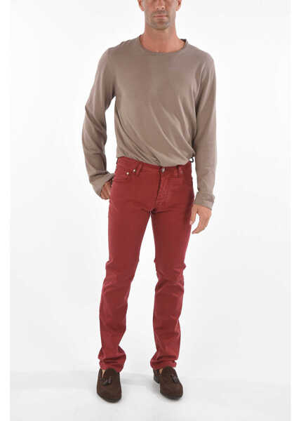 Pantaloni casual CORNELIANI Id Luxury Denim Stretched Cotton Lazise Pants With 5 Pockets Red Barbati (BM 8972147) 4