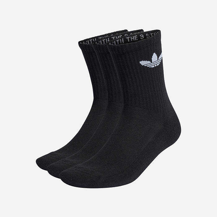 adidas Socks Originals Cushioned Trefoil Mid-Cut Crew Socks 3-pack HC9547 black