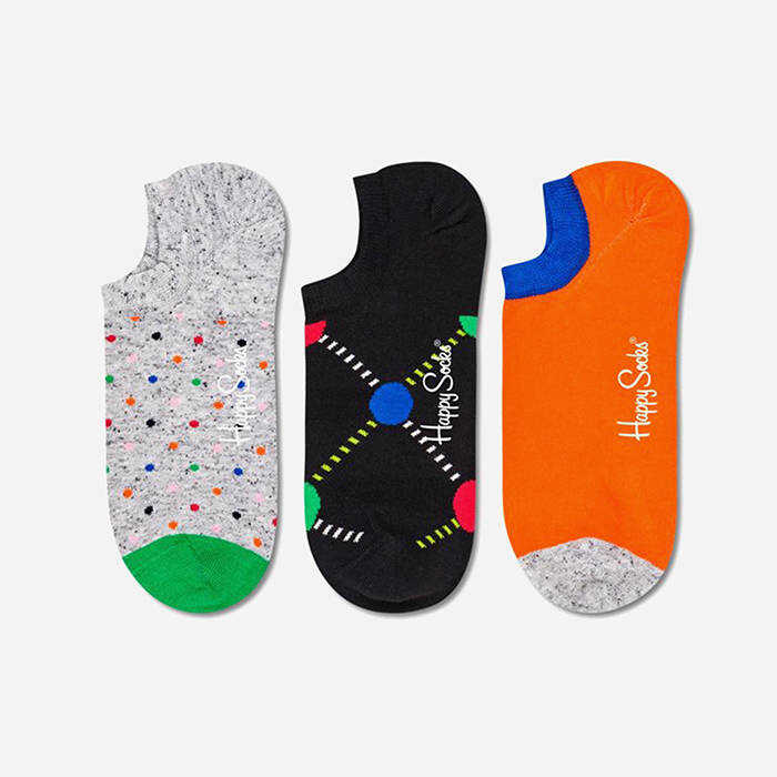 Happy Socks 3-pak Mini Dot No Show MID39-9700 SZARY