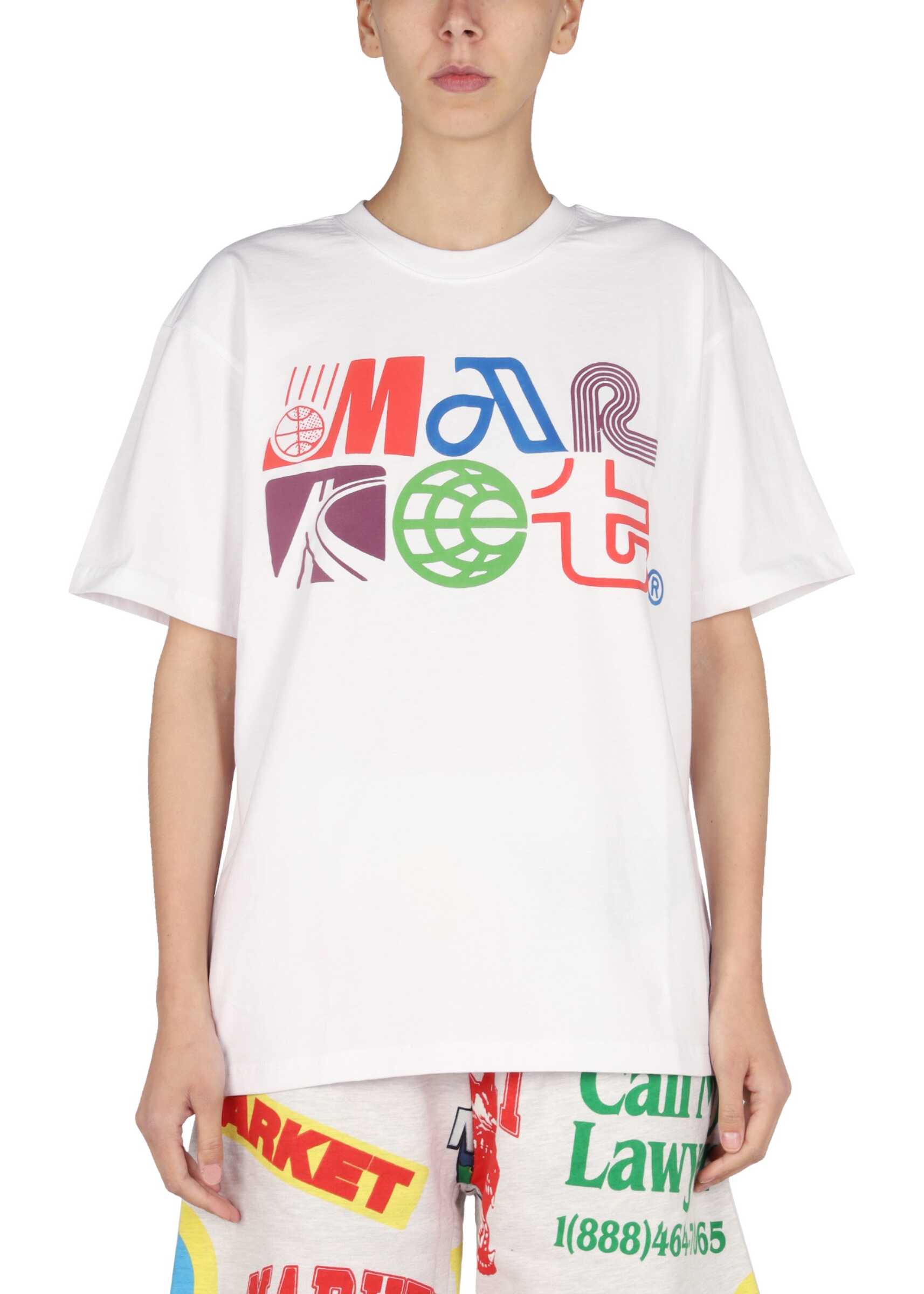 preposition Compare Endurance Market Logo Print T-Shirt WHITE