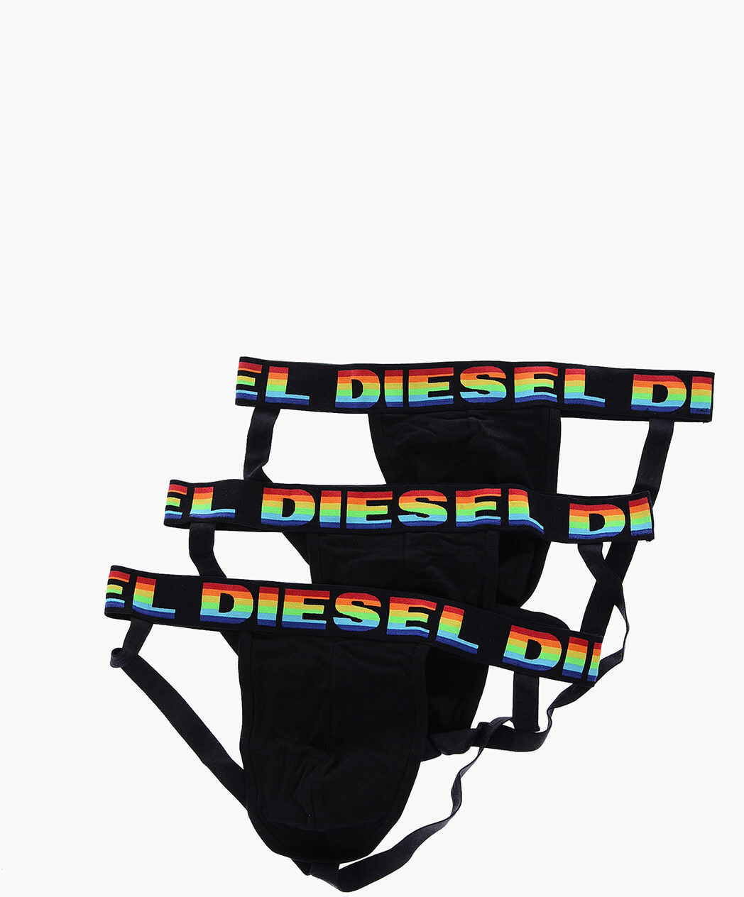 Diesel Rainbow Logo Set Of 3 Jockstrap Black image2