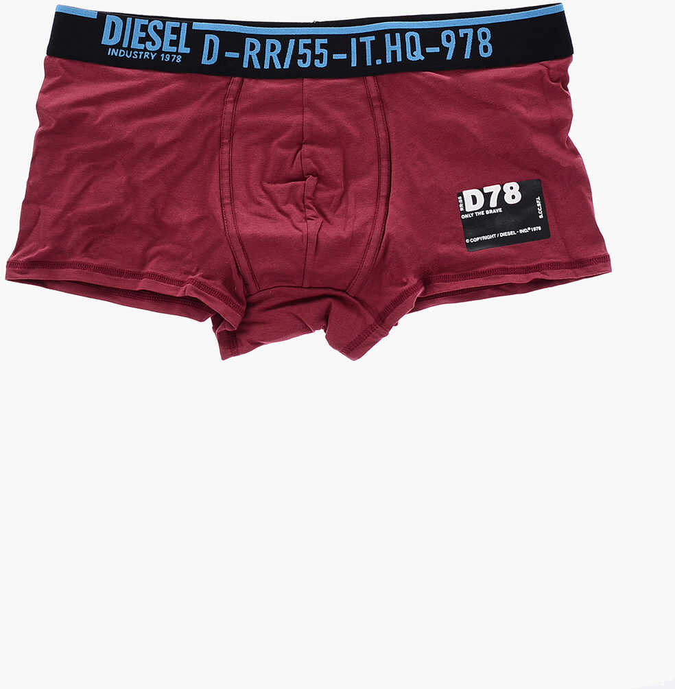 Diesel Contrasting Logoed Band Stretch Cotton Umbx-Hero Boxer Burgundy image6