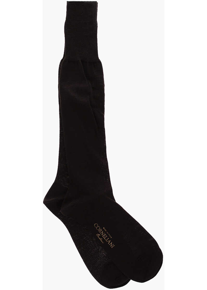 CORNELIANI Solid Color Virgin Wool Long Socks Brown image11