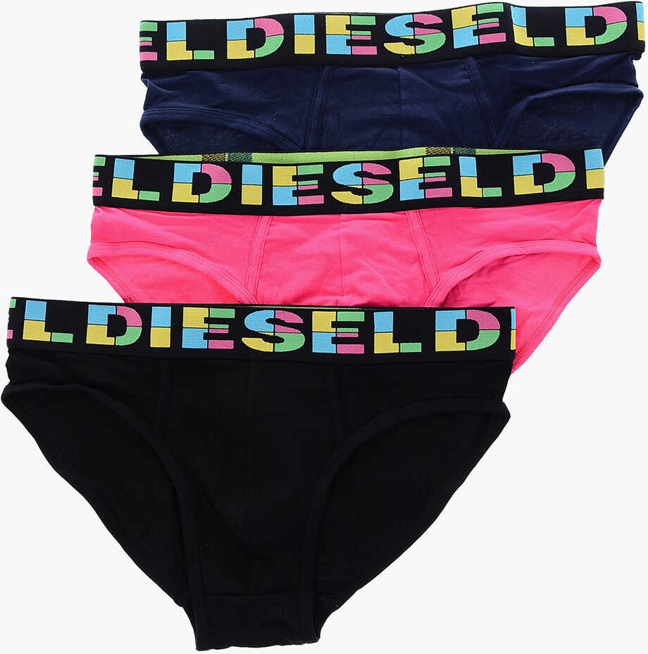 Diesel Cotton Stretch Umbr Set Of 3 Briefs With Coloured Logo Multicolor image11