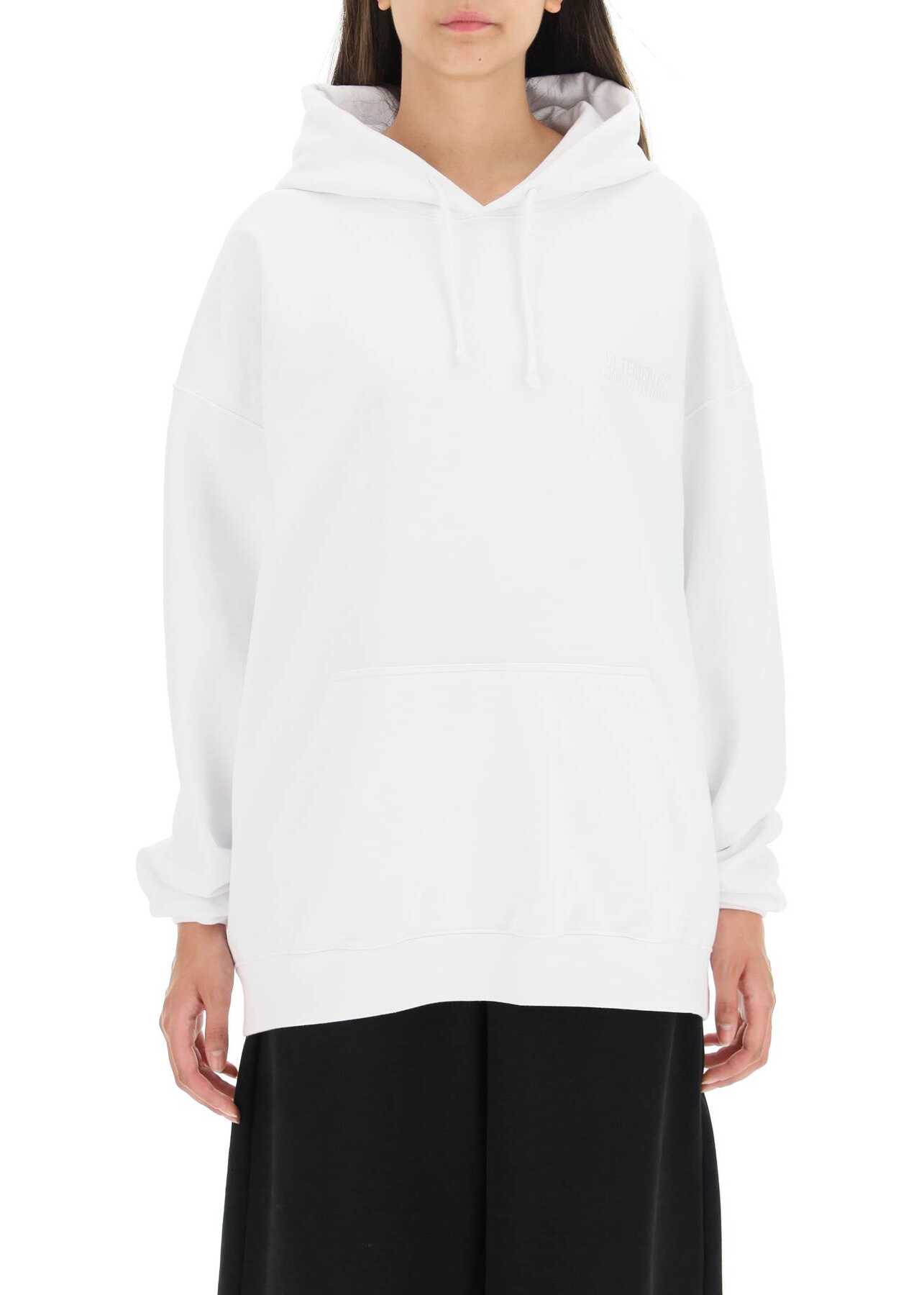 Vetements Logo Embroidered Hoodie WHITE image