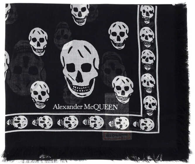 Alexander McQueen Skull Foulard BLACK/IVORY