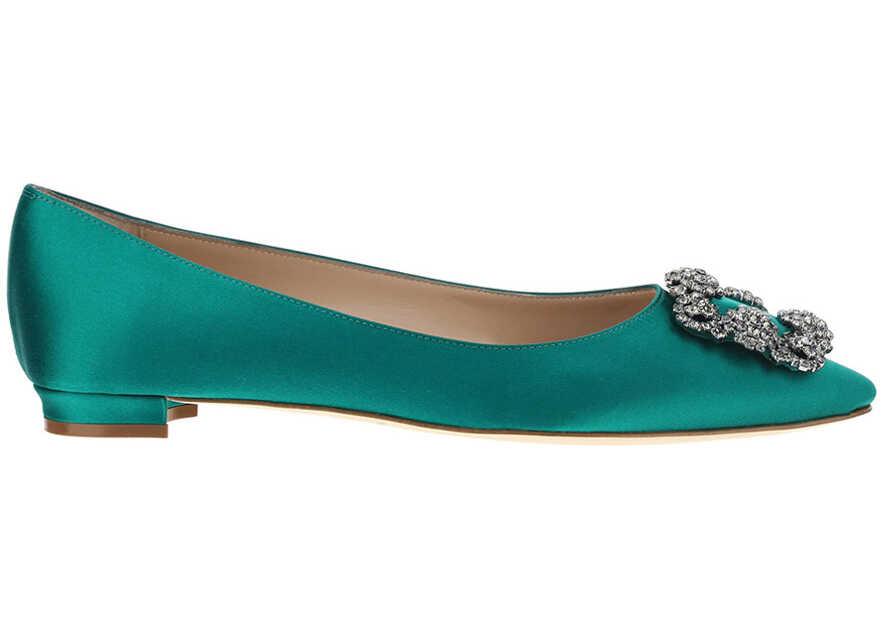 Manolo Blahnik Hangisi Flat Ballerinas GREEN