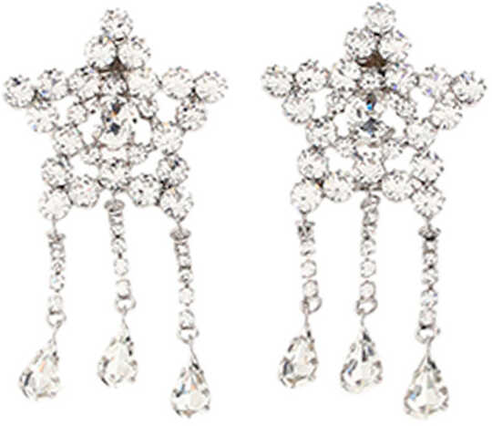 Alessandra Rich Star Earrings CRY/SILVER image