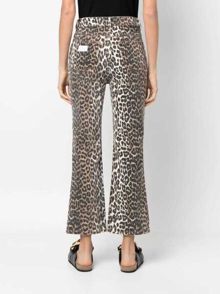 Pantaloni casual Ganni Animal print Pants LEOPARD Femei (BM 9021146) 4