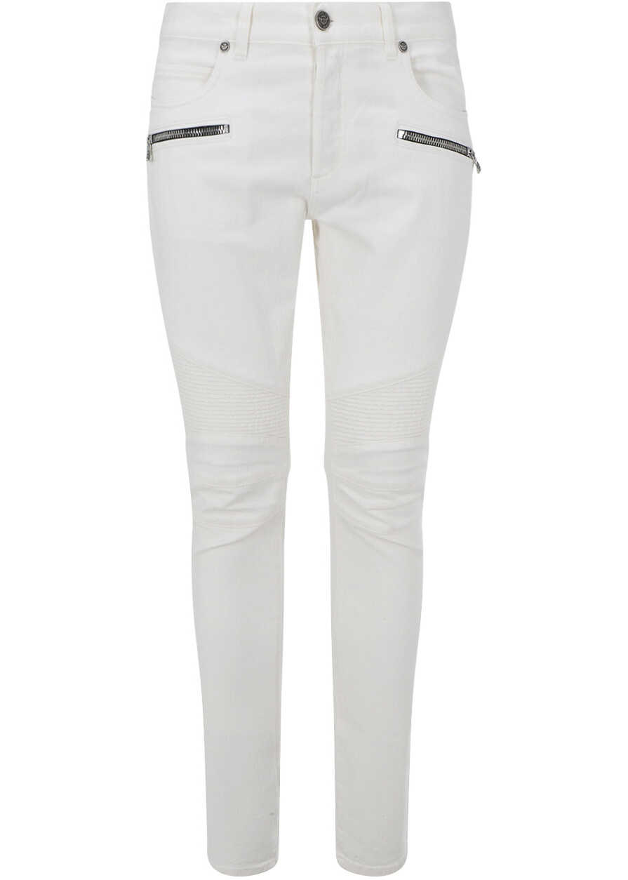 Balmain Ribbed Slim Jeans BLANC image17