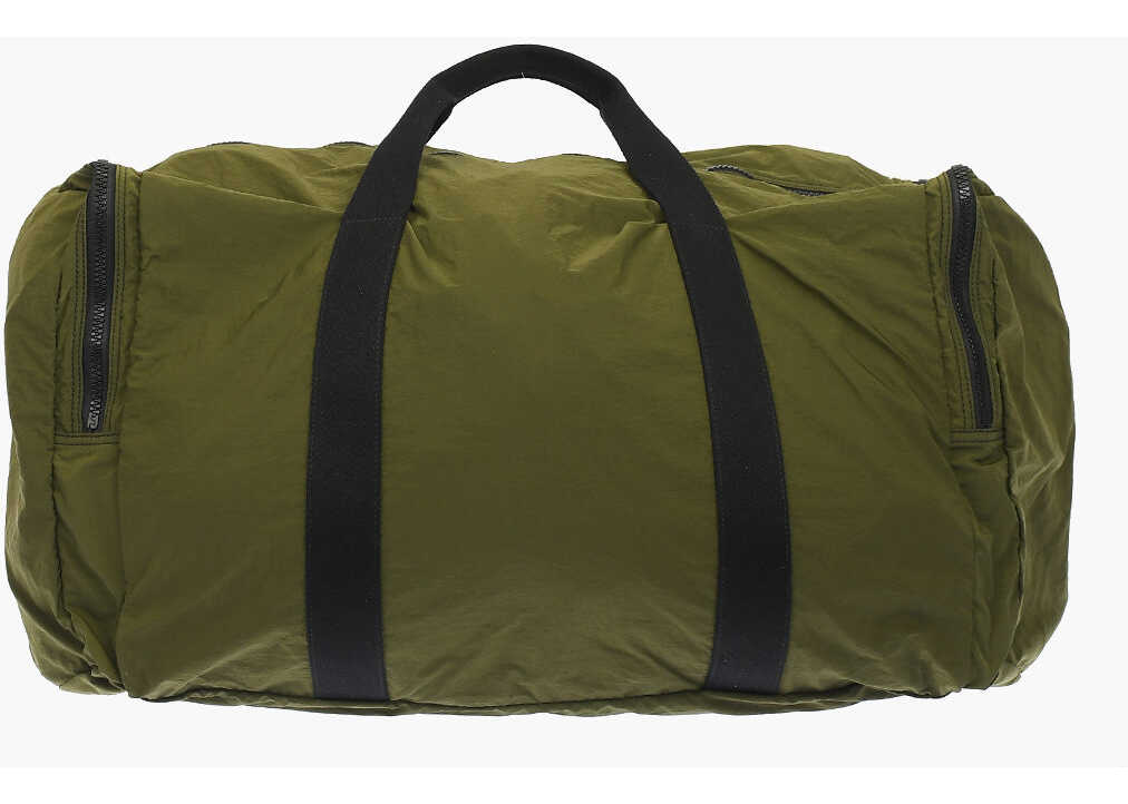 Bottega Veneta Nylon Braided Soft Leather Paper Foldable Travel Bag Military Green b-mall.ro