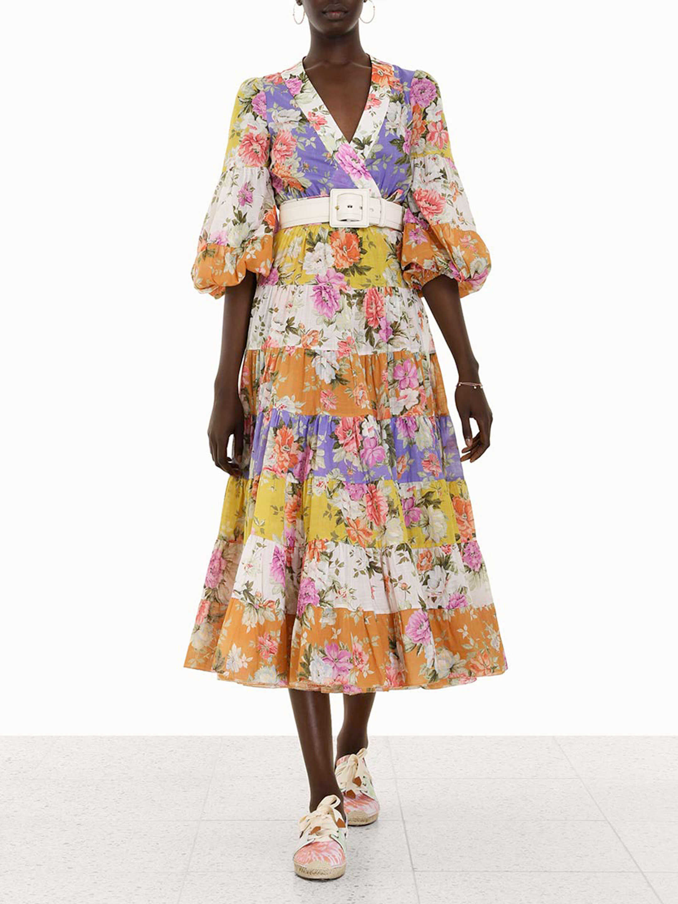 ZIMMERMANN Pattie Wrap Midi Dress Multicolor