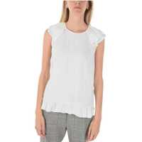 Bluze Crew Neck Back Zipped Ruffled Sleeve Top Femei