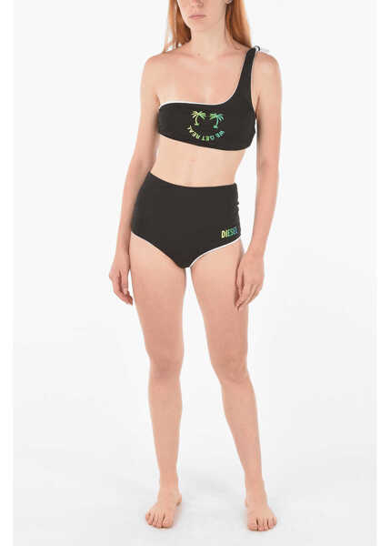 Bikini Diesel Printed Logo High Waisted Bikini Slip Black Femei (BM 9047531) 4