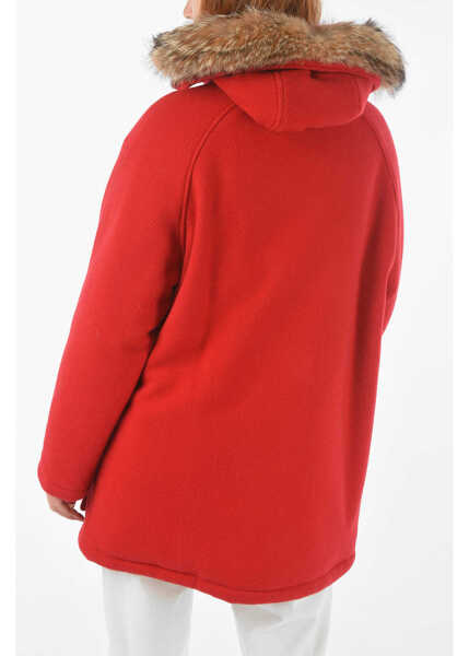 Geci de iarna Woolrich Virgin Wool Blend Tundra Down Jacket With Real Fur Detail Red Femei (BM 9047615) 2