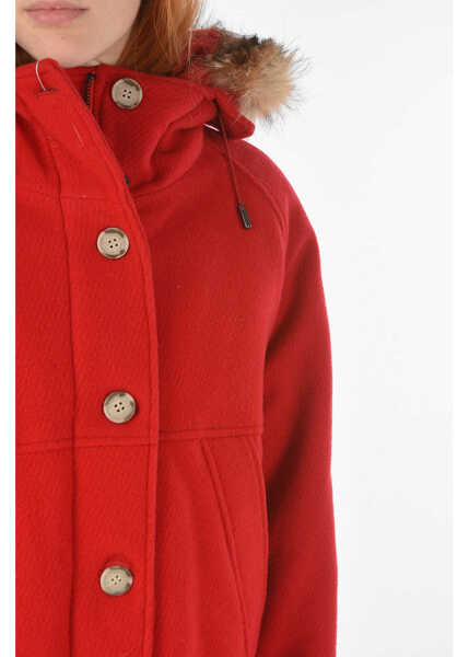 Geci de iarna Woolrich Virgin Wool Blend Tundra Down Jacket With Real Fur Detail Red Femei (BM 9047615) 3