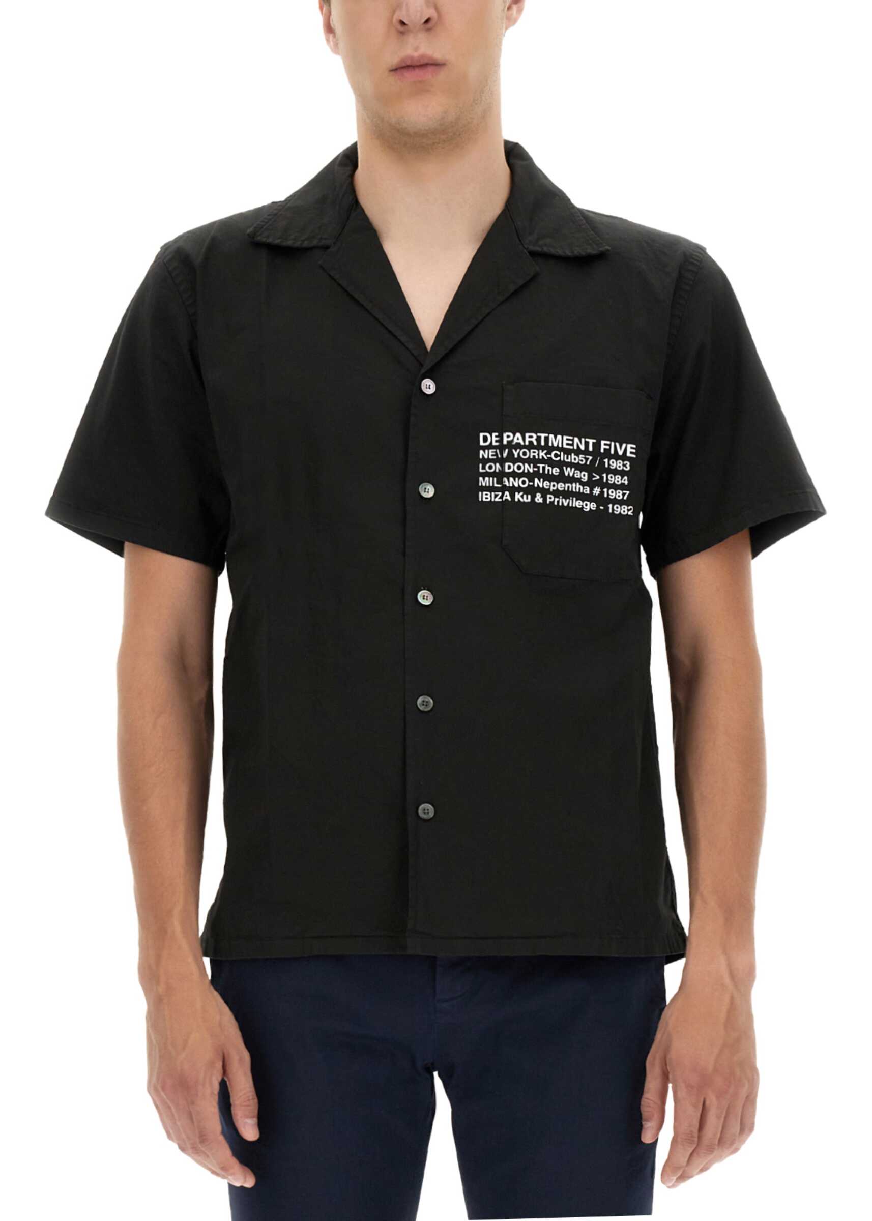 Department Five Hawaiian Shirt With Logo Print BLACK image2