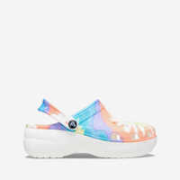 Saboti Crocs Classic Platform Tie Dye Graphic Clog Wedge W 207151 WHITE / MULTI Femei