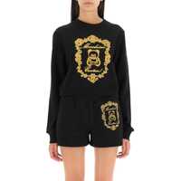 Pulovere casual Cropped Sweatshirt With Teddy Bear Embroidery Femei