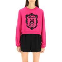 Pulovere casual Cropped Sweatshirt With Teddy Bear Embroidery Femei