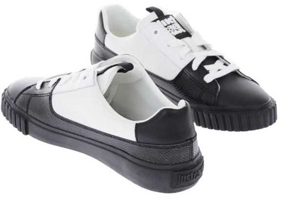 Just Cavalli Animal Details Two-Tone Low-Top Sneakers Black & White