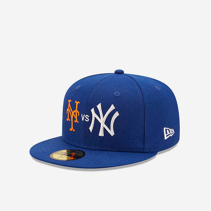 New Era New Era New York Mets vs Yankees Cooperstown Blue 59FIFTY Fitted Cap 60222309 Navy Blue