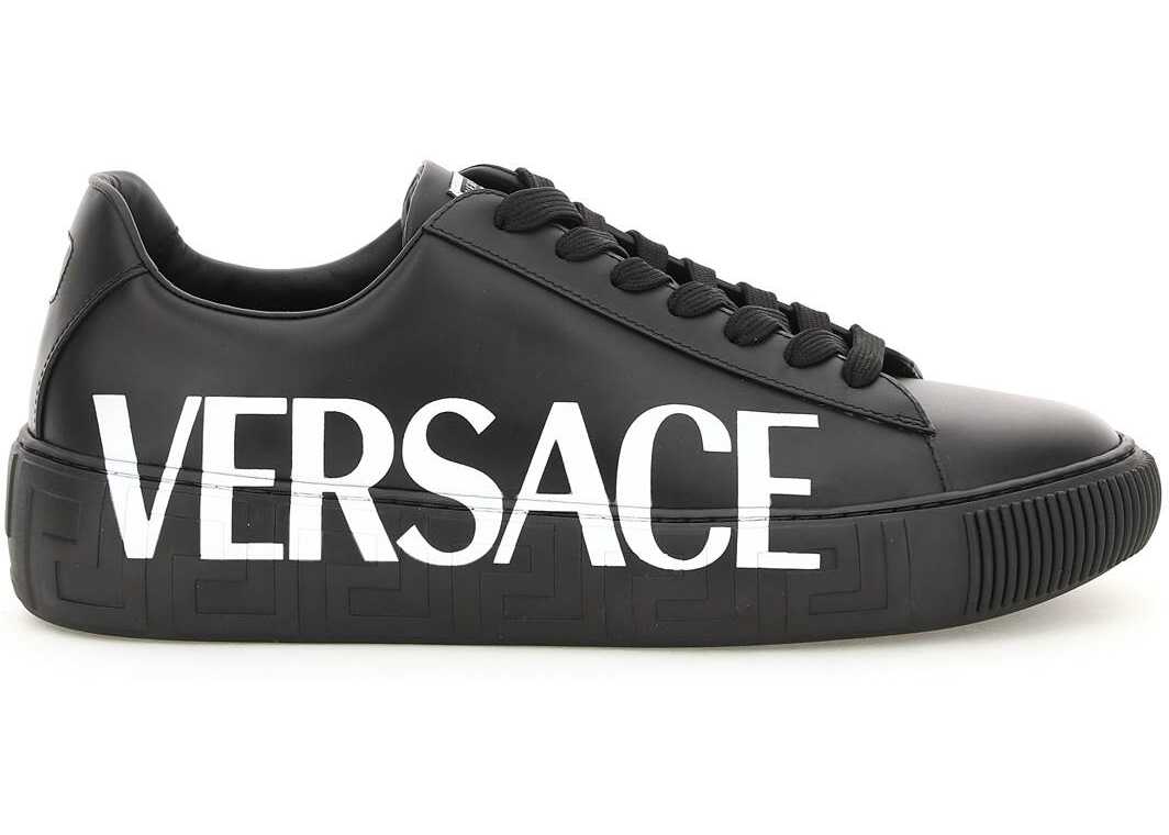 Versace Leather Greca Sneakers NERO BIANCO