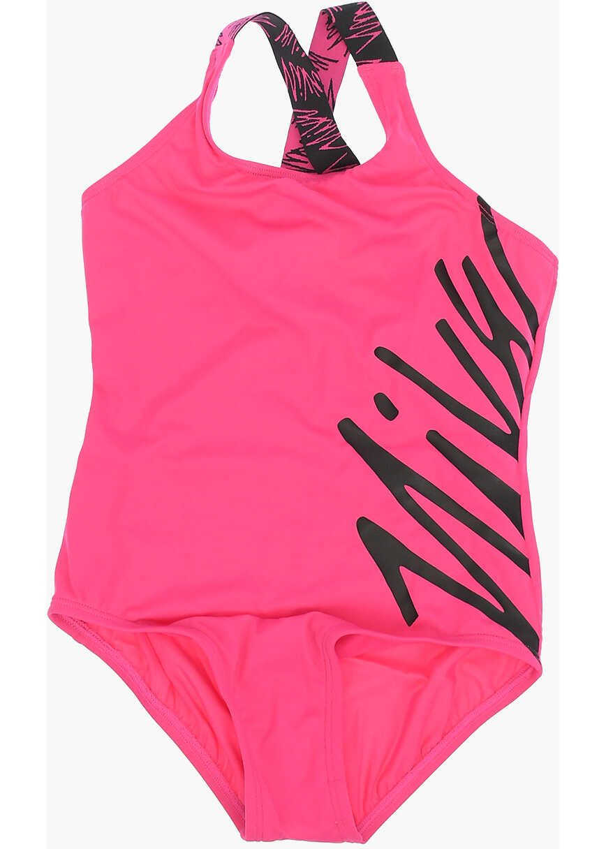 One Piece Swimsuit With Side Logo-Print