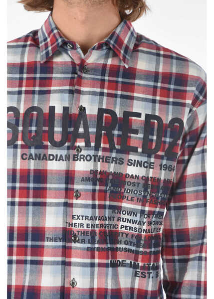 Camasi casual DSQUARED2 Checked Shirt Ceresion9 In Plaid And Plain Herringbone Multicolor Barbati (BM 9057806) 3