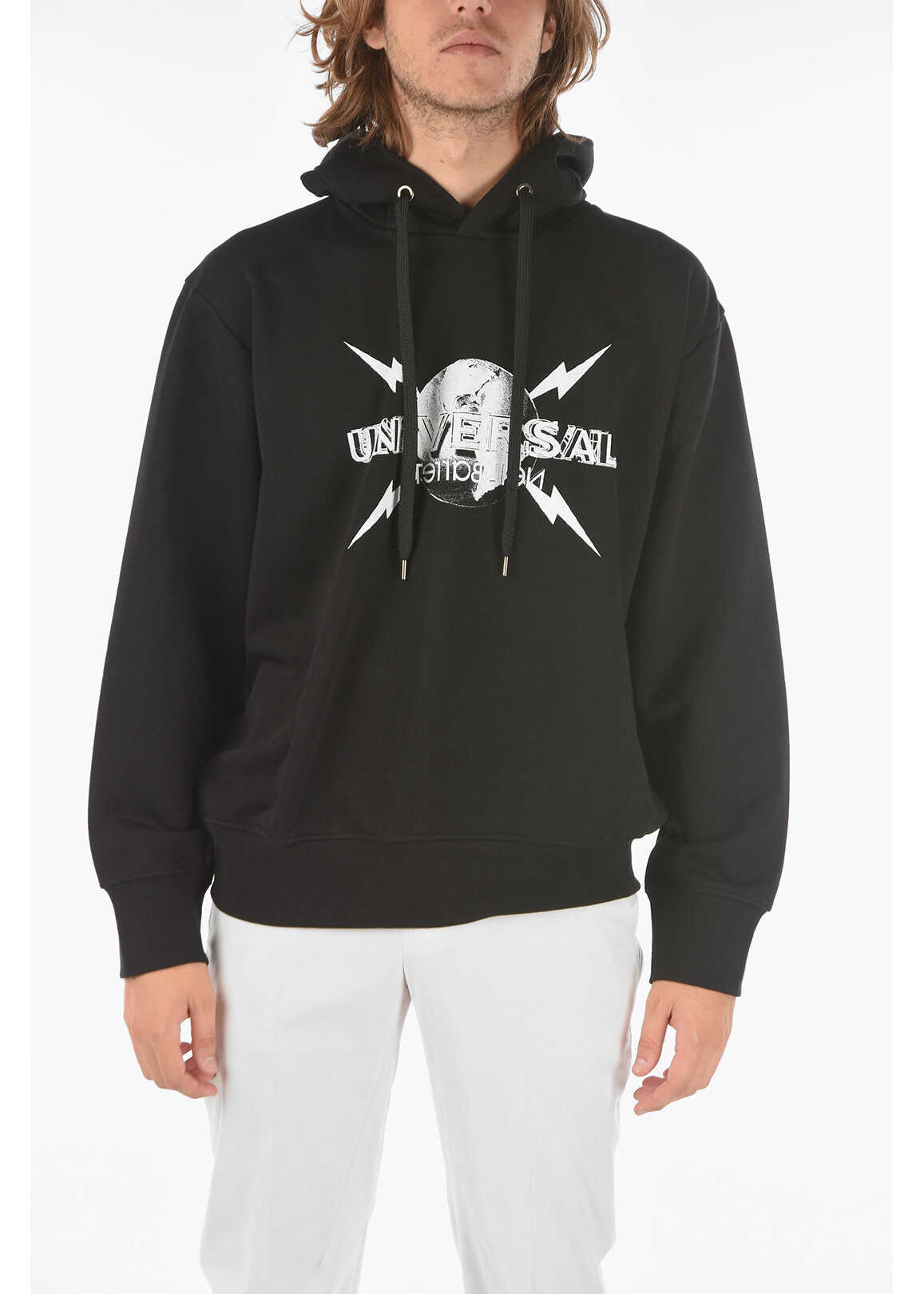 Neil Barrett Hooded "Universal Sweatshirt With Print Black