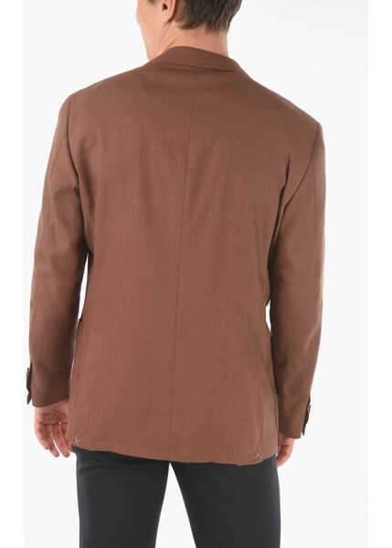 Sacouri CORNELIANI Half-Lined Leader Soft Linen Blend Blazer Brown Barbati (BM 9063512) 2