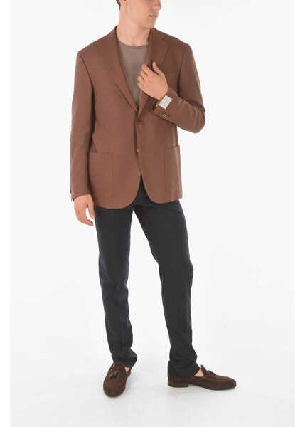 Sacouri CORNELIANI Half-Lined Leader Soft Linen Blend Blazer Brown Barbati (BM 9063512) 4