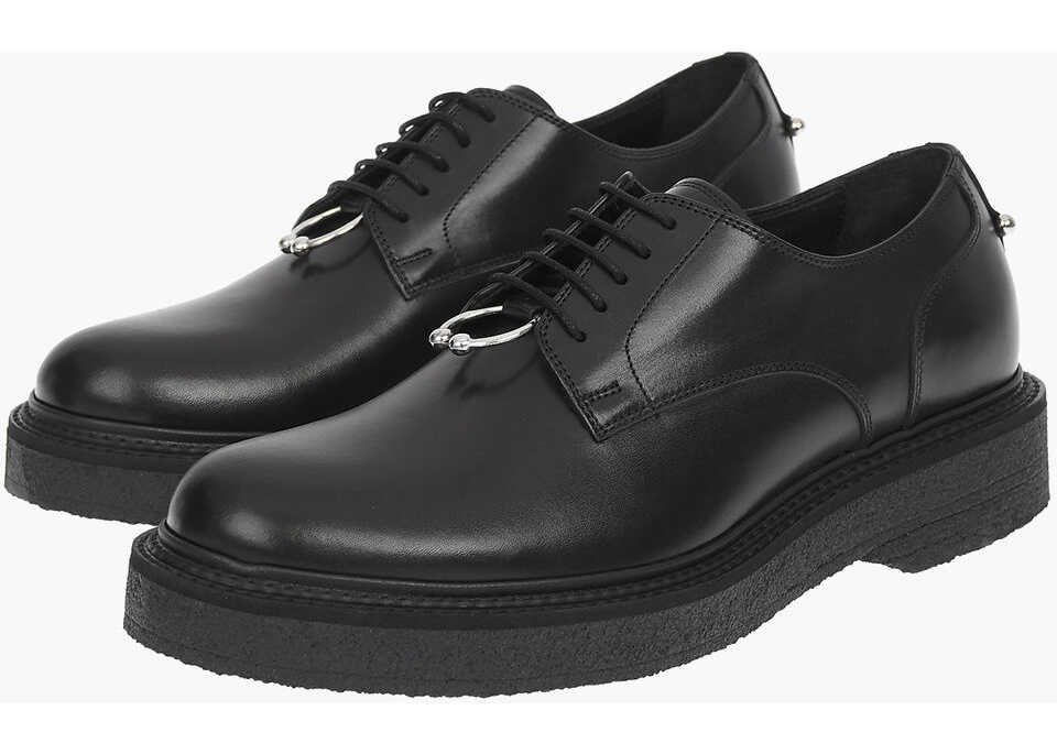 Neil Barrett Leather Monogram Derby Shoes With Pierced Black b-mall.ro