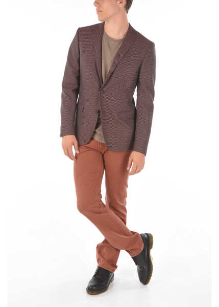 Sacouri CORNELIANI Cc Collection Half-Lined Reset Geometric Patterned Blazer Burgundy Barbati (BM 9066449) 4