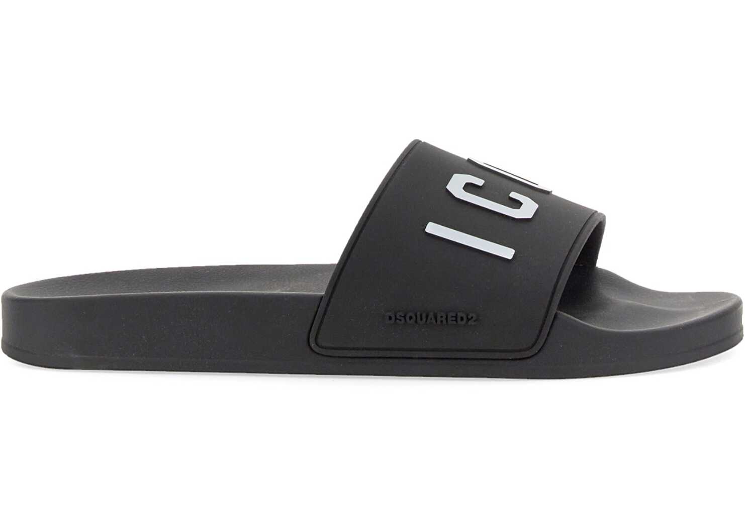 DSQUARED2 Rubber Slide Sandal BLACK b-mall.ro