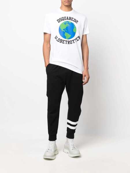 Tricouri DSQUARED2 Globetrotter T-Shirt With Print WHITE Barbati (BM 9072557) 2