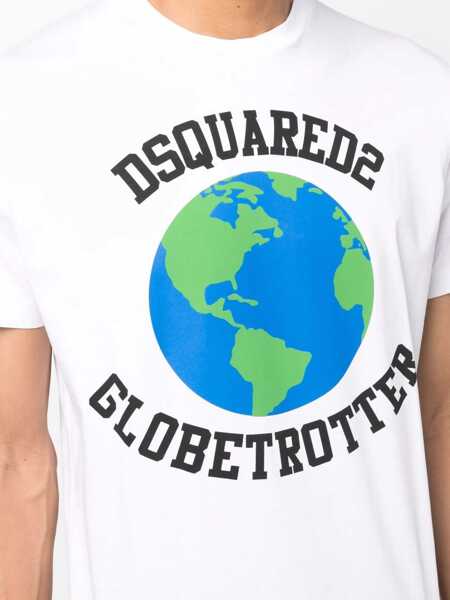 Tricouri DSQUARED2 Globetrotter T-Shirt With Print WHITE Barbati (BM 9072557) 5